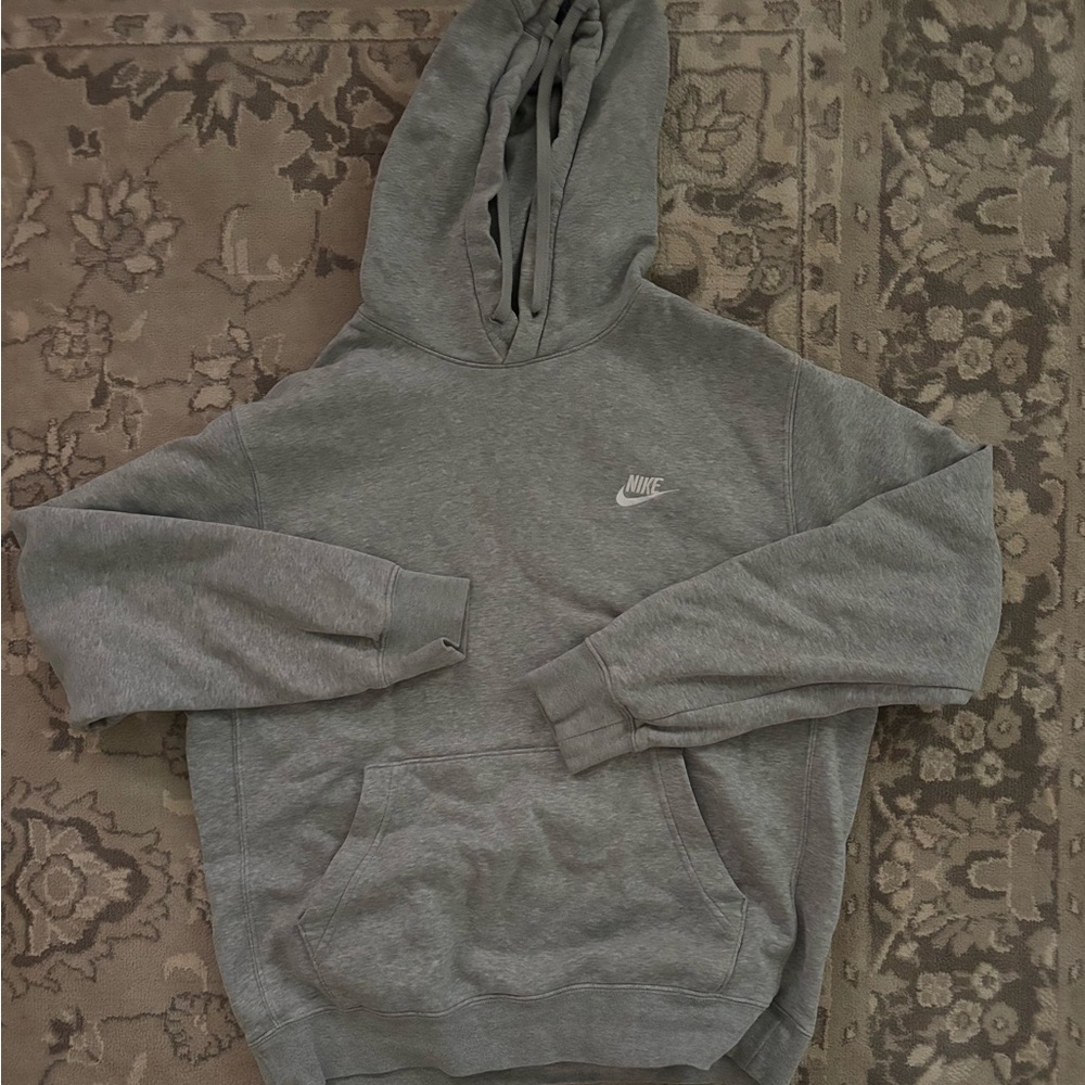 Nike Gray Pullover Hoodie Sweater with Ribbed Cuffs